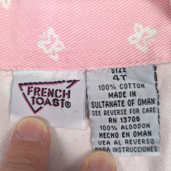 Vtg French Toast Jumper Dress Girls Sz 24m Pink Denim Butterfly 90s - Picture 7 of 7